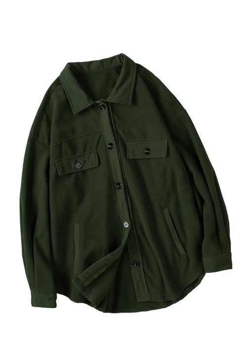 Turn Down Collar Buttoned Shirt Jacket